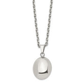 Stainless Steel Polished Hollow Puff Oval 18in Necklace